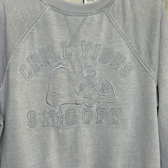 Peanuts Snoopy Sweatshirt Chill Vibes Gray Over Dye Size M - Picture 2 of 7